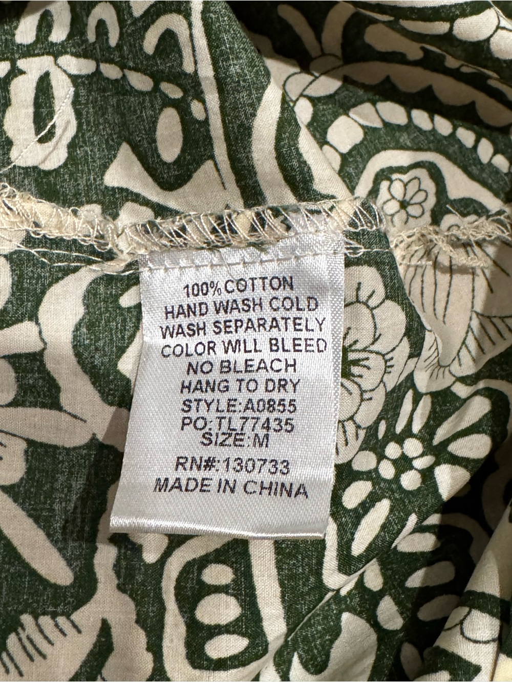 Umgee Green & White Paisley Floral 100% Cotton Midi Maxi Dress Size Medium Boho - Picture 5 of 5